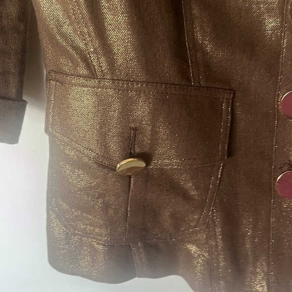 EUC Cache Linen jacket metallic brown and  gold linen blazer. Size small - Picture 6 of 8